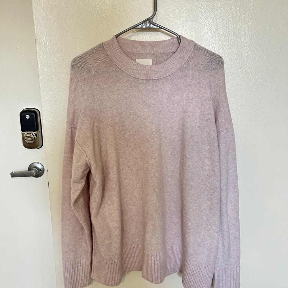 Aerie Pink Crew Neck Sweater Lightweight Knit